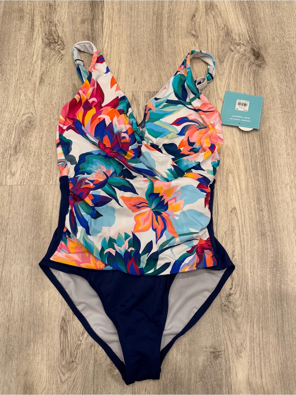 NWT Bal Harbour Swim Floral Tummy Control One‎ Piece Swimsuit Size 8